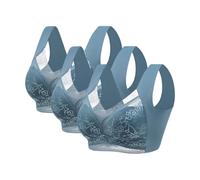 3Pc Push Up Bras for Women, Plus Size Floral Lace Bralette Posture Correction Bras Full Support Sports Non Wired Ladies Full Cup Padded Lace Comfort Super Gather Wireless Bra
