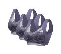3Pc Push Up Bras for Women, Plus Size Floral Lace Bralette Posture Correction Bras Full Support Sports Non Wired Ladies Full Cup Padded Lace Comfort Super Gather Wireless Bra