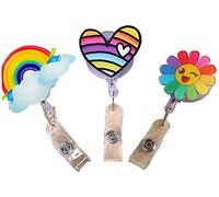 3Pc Random Moon Rainbow Retractable Badge Reel Nurse Students Id Name Card Badge Holder Pull Key Holder Card Holder Korean School Supplies