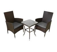 MonsterShop Rattan Bistro Set Furniture 3 Pcs Patio Weave Companion Chair Table Set 2 Seater Free Cover