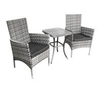 MonsterShop Jardi Rattan Bistro Set Light Grey