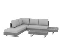 3pc Rattan Sofa Set Light Grey Steel/PE Rattan Polyester 196x69x59cmSeat188x60cm