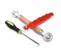 3pc Screen Spline Replacement Tool Ergonomic Wood Handles Metal Rivets for Door Window Meshes Repair and Installation Fly Screen Installation Set