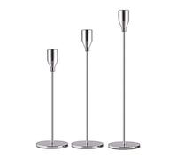 3Pc/Set Metal Candle Holders Fashion Simple Wedding Table Decoration Party Living Room Candlestick Christmas Tabl for Wedding Decoration Home(Silver 3 PCS)