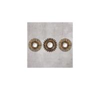 3pc Shabby Chic Round Sunburst Wall Mirrors In Distressed Gold