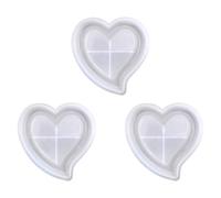 3PC Silicone Heart Tray Resin Cup Mat Craft Food Grade Easy Release Air Art Project Resin Heart Tray Mold
