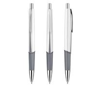 3pc- Simple Press the Ballpoint Pen for Students to Write in Class-White Gray Cover -1.0mm Black