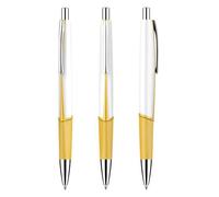 3pc- Simple Press the Ballpoint Pen for Students to Write in Class-White Yellow Sleeve -1.0mm Blue