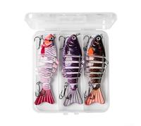 3pc Slow Sinking Fishing Bait with Custom Hooks Ideal for Catching Bass, Pike, and Other For Freshwater Species (A)