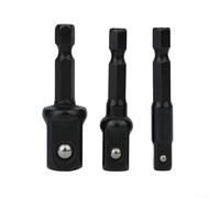 3pc Socket Adapter Set for Power Drill, 1/4 3/8 1/2 Inch Hex Shank Extension, Chrome Vanadium Steel Driver Bits, Quick Change Heavy Duty Professional Socket Wrench Tool