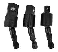 3PC Socket Adapters Universal Joint Swivel Socket Set, 1/4 Inch Hex to 1/4 3/8 1/2 Socket Drives