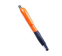 3pc- Soft-Grip Press Ballpoint Pen Touch Screen Office Signature Pen-Orange Rod Black Cover -1.0mm Black