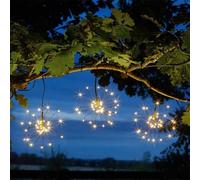 Triple Starburst String LED Lights Solar Power Hanging Garden Outdoor