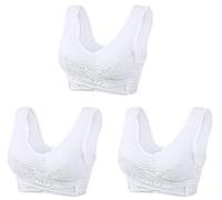 3pc Sports Bras for Women Comfy Corset Bra Front Cross Side Buckle Lace Bras Ladies Kendally Bras Push Up Posture Back Bralette Wireless Yoga Running Sports Bra Non Wired Daisy Bra for Older Women