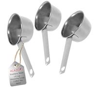 3pc STAINLESS STEEL ALAZCO COFFEE MEASURING SCOOP 1/8 CUP - Kitchen Baking Cooking Measuring Scoop Spice Herbs Salt Sugar Flour Cocoa Protein Powder Keto Cream Scoop