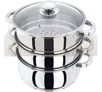 3Pc Stainless Steel Steamer Cooker Set Pan Cook Food Glass Lids Cookware Capsulated Bottom Healthy Cooking