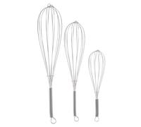3pc Steel Balloon Whisk Set - 3 Sizes - Manual Kitchen Cooking Baking Wire Egg Hand Mixer Blender Utensils Whisks - by Ashley