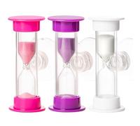 3PC Tooth Brushing 2 Min Sand Timer with Suction Cap, Dental Timer for Kids. Countdown, for Healthy Teeth (Pink, Purple & White)