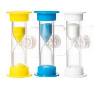 3PC Tooth Brushing 2 Min Sand Timer with Suction Cap, Dental Timer for Kids. Countdown, for Healthy Teeth (Blue, Yellow & White)