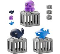 3PC Underwater Dive Rescue Toys, Pool Diving Toys with Storage Fish Box, Colorful Animal Pool Sinkies Swimming Training Game Teenagers and Adults, Summer Beach Party Gift