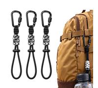 3pc Water Bottle Holder for Walking, Locking Carabiner, Adjustable Handle | Compact water holder camping gear with two-point cord adjustment for compatible bottle necks.