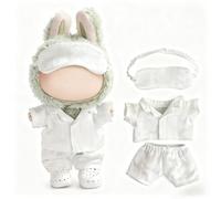 3pc White Pajama Clothes Set for 17cm for Labubu Dolls Sleepwear Designer Outfit Accessories Ideal Birthday for Boys Girls (NO Doll) (Style)