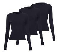 3PC Womens Thermal Underwear Womens Thermal Top Crew Neck Long Sleeve Shirts Slim Fit Ladies Plain Tops Base Layer Shirt Soft Solid Colour Underwear Tops g s Dupe