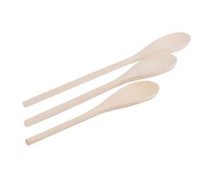 3pc Wooden Cooking Spoons Set - 3 Sizes - Large Medium Small Kitchen Serving Mixing Baking Stirring Utensils - by Ashley