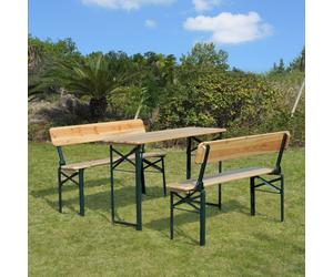 3PC Wooden Garden Picnic Set Patio Dining Beer Table Bench Chair Party