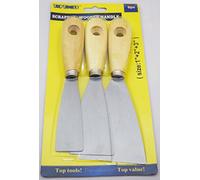 3PC WOODEN HANDLE Filling Scrappers Home Decorating Wallpaper Paint Scraper Flat Set DW New