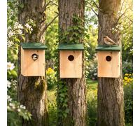 3pc Wooden Wild Bird House Outdoor Garden Nesting Boxes Sparrow Robin Shelter