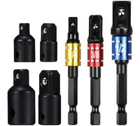 3PCS 1/4", 1/2", 3/8" Impact Socket Adapter, 4PCS 1/4" to 3/8", 3/8" to 1/4", 3/8" to 1/2", 1/2" to 3/8" Drive Socket Adapter for Cordless Drill Quick Change Nut Driver Conversions