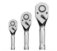 3PCS 1/4 3/8 1/2 Inch Drive 72-Tooth Mini Ratchet Wrench Set with Quick Socket Mechanism for Automotive Repair and Home Maintenance