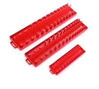 3PCS 1/4 3/8 1/2 Inch Socket Organizer with Plastic Sleeve Holder and Storage Tool for Metric and SAE Sockets, ABS Resin Material with Clear Size Indicators