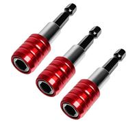 3pcs 1/4” Hex Shank Magnetic Screwdriver Bits Holder, 60mm Quick Release Drill Bit Extension Bar Chuck Adapter Durable Steel for Power Drills, Electric Screwdrivers, Handheld Drivers (Red)