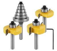 3Pcs 1/4 Inch Shank Rabbet Router Bit Set, Carbide Wood Rabbeting Router Bit with 6 Interchangeable Bearings, Professional Woodworking Milling Cutter Tool for Wood MDF Plywood