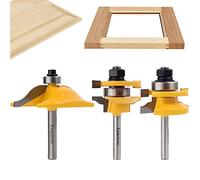 3PCS 1/4 Inch Shank Router Bit Set,Raised Panel Cabinet Door Making Router Bits, Cemented Carbide Router Bits for Woodworking,CNC Wood Router Bit Bearings,Woodworking Tools Router Door & Window Bits