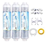 3pcs 10-inch Universal Inline Alkaline Replacement Water Filter Kit, 4 in 1 Multifunctional Mineral Filter, pH+ for Reverse Osmosis System