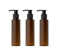 3PCS 100ml/3.4oz Empty Refillable Amber Frosted Plastic Lotion Pump Press Bottles Soap Dispensers Containers Jars with Black Pumps for Lotion Liquid Makeup Removel Oil Shampoo