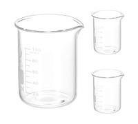 3PCS 100ml Low Form Glass Beaker, Borosilicate Glass Graduated Scale Measuring Cups with Spout, Glass Beaker for Precise Measuring, Mixing and Heating