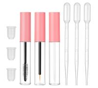 3PCS 10ml Empty Mascara Tube and Wand Set - Clear Eyeliner Lash Serum Lip Gloss Tubes with 3 Droppers, Mini Eyelash Cream Hair Oil Applicator, DIY Cosmetics Making Kit
