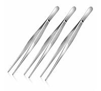 3PCS 12 Inch Fine Tweezer Tongs Kitchen Tweezers for Cooking Extra Long Precision Stainless Steel Tools, Chef Tweezers and Cooking Tongs with Fine Tips for Frying and Serving, Slim Metal Tongs