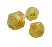 3pcs 12 Sided Glittering Themed Divination Dices Set Designed for Precise Astrologys Readings and Play Accuracy Molded Astrological Acrylic Dices