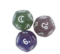3pcs 12 Sided Glittering Themed Divination Dices Set Designed for Precise Astrologys Readings and Play Accuracy Molded Astrological Acrylic Dices