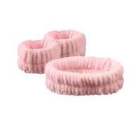 3Pcs 12Colors Flannel Face Wash Head Hand Bands Set Non-Slip Absorbent Unisex Makeup Facial Spa Yoga Hair Wrist Holder(Pink)