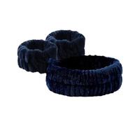3Pcs 12Colors Flannel Face Wash Head Hand Bands Set Non-Slip Absorbent Unisex Makeup Facial Spa Yoga Hair Wrist Holder(DEEP BLUE)