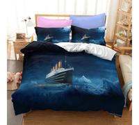 (3pcs(135X200cm), Style 1) Titanic 3D Duvet Cover, Quilt Cover Bedding Sets, Polycotton Jack And Rose Motion Picture Pattern Quilt Bed Set