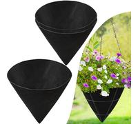 3PCS 14 Inch Cone Shaped Planter Basket Liners Fabric Hanging Plant Liners Non-Woven Planter Liners Black Felt Liners Replacement Inserts for Flower Hanging Baskets Outdoor Plants - Avoid Bird Nesting