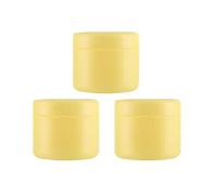 3Pcs 150ml/5oz Yellow PS Empty Refillable Leakproof Cosmetic Jars with Liners Dome Lid Facial Body Cream Pots Tins Boxes Cases Containers Dispense Sample Bottle for Cosmetic Cream Lotion Storage