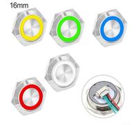 3pcs 16mm Metal Push Button Switch with LED Light, Momentary Self-Reset Waterproof Design, 12V 24V Wide Voltage Range for Automotive, Industrial, and Home(Red)